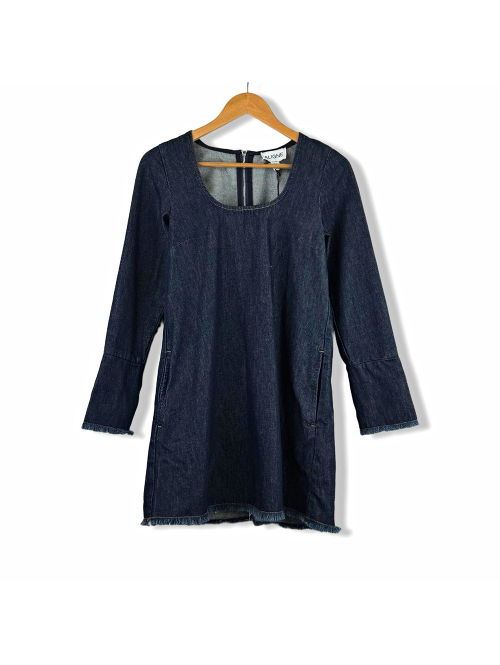 NWT ALIGNE Lucas Mini jean Dress blue cotton sz 6 #1041 side pkts